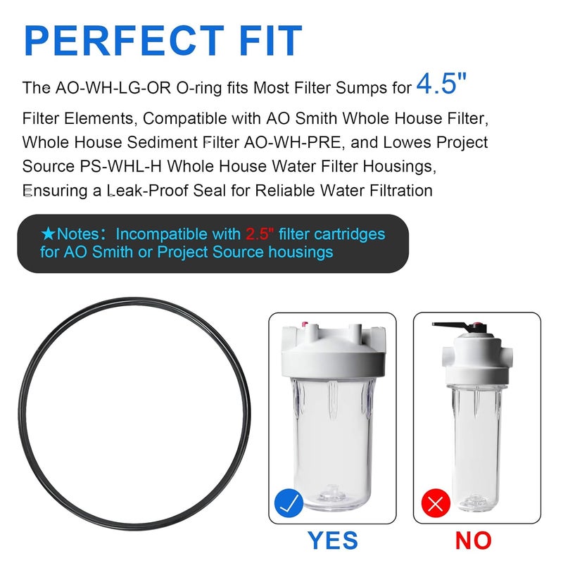 Antrys AO-WH-LG-OR Replacement O-Rings for AO Smith Whole House Water Filter AO-WH-PRE, 1074315 Water Sediment Filter O Rings Compatible with Most 4.5 Inch Filters Housings, 5.48 Inch Diameter - 3 Pack - Image 2